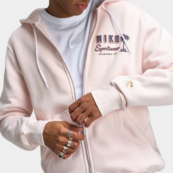 Nike Club Full Zip Hoodie Palms Light Pink