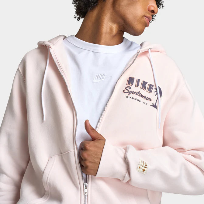 Nike Club Full Zip Hoodie Palms Light Pink