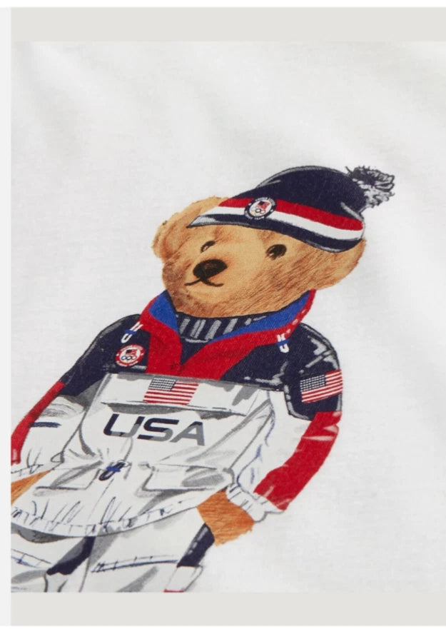 Polo Ralph Lauren Men's White Team USA Polo Bear Olympic T Tee Shirt Sweater